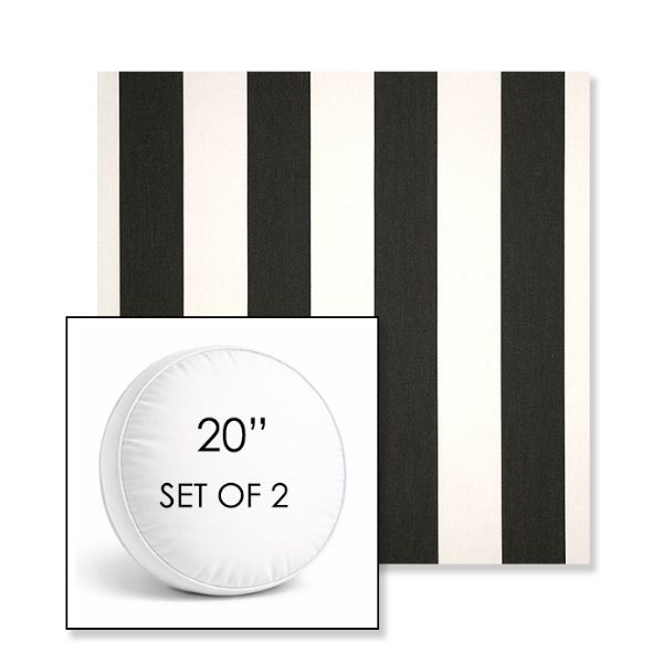 Picture of Cabana Classic | Set of 2 | 20" Sunbrella Boxed Round Outdoor Throw Pillows with Premium Inserts