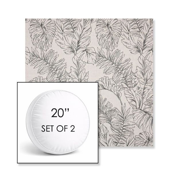 Picture of Calm Graphite | Set of 2 | 20" Sunbrella Boxed Round Outdoor Throw Pillows with Premium Inserts