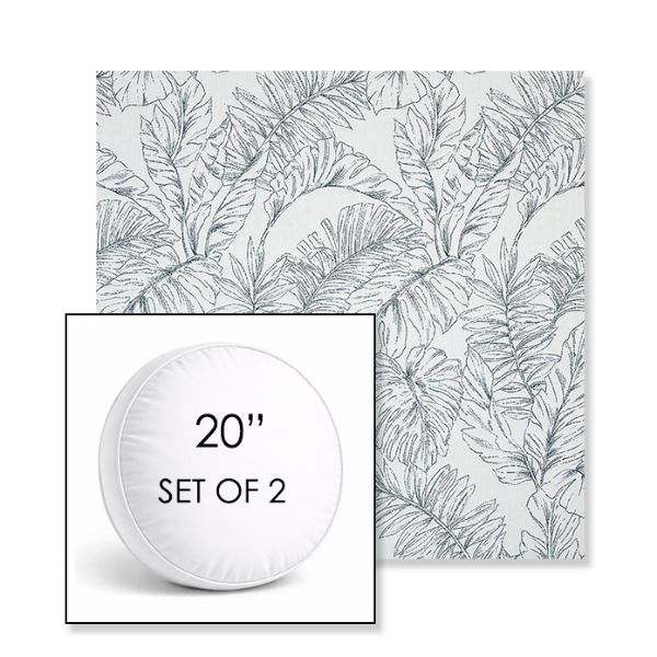 Picture of Calm Laurel | Set of 2 | 20" Sunbrella Boxed Round Outdoor Throw Pillows with Premium Inserts