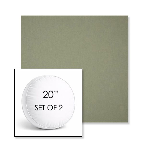 Picture of Canvas Almond | Set of 2 | 20" Sunbrella Boxed Round Outdoor Throw Pillows with Premium Inserts