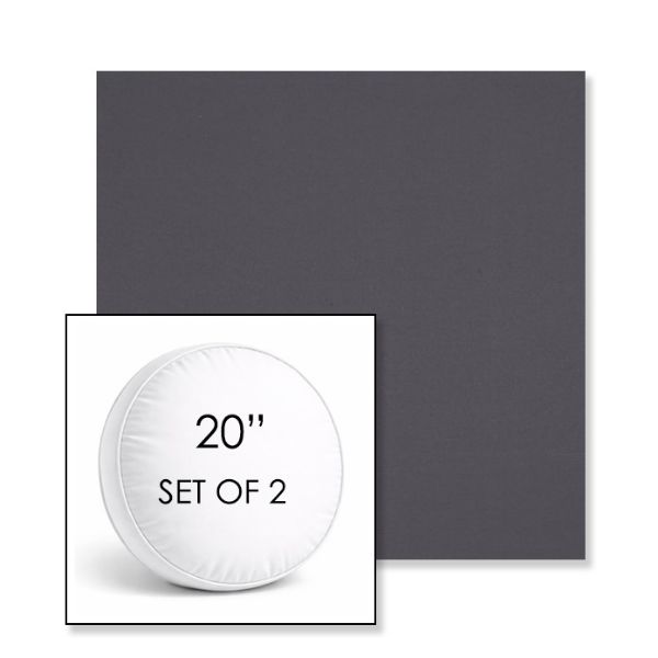 Picture of Canvas Ardoise | Set of 2 | 20" Sunbrella Boxed Round Outdoor Throw Pillows with Premium Inserts