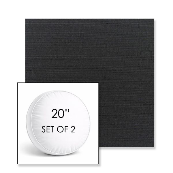 Picture of Canvas Black | Set of 2 | 20" Sunbrella Boxed Round Outdoor Throw Pillows with Premium Inserts