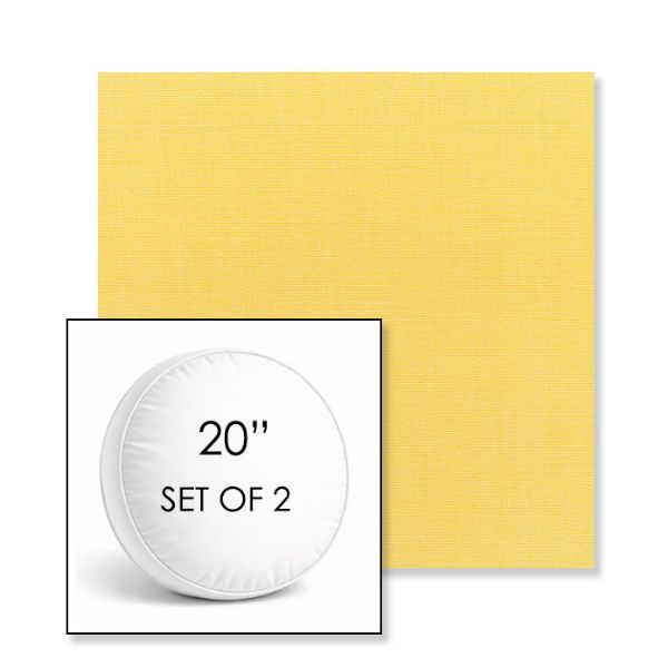 Picture of Canvas Buttercup | Set of 2 | 20" Sunbrella Boxed Round Outdoor Throw Pillows with Premium Inserts