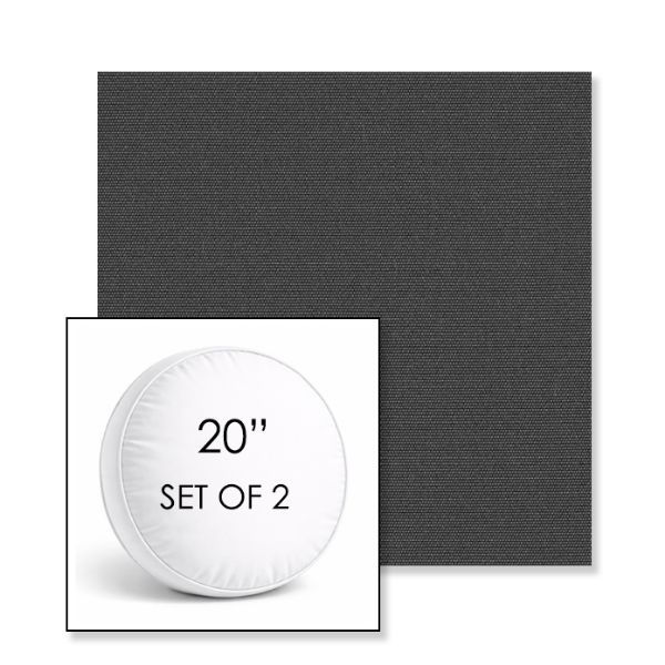 Picture of Canvas Carbon | Set of 2 | 20" Sunbrella Boxed Round Outdoor Throw Pillows with Premium Inserts