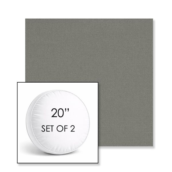 Picture of Canvas Charcoal | Set of 2 | 20" Sunbrella Boxed Round Outdoor Throw Pillows with Premium Inserts