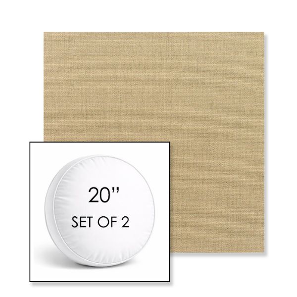Picture of Canvas Heather Beige | Set of 2 | 20" Sunbrella Boxed Round Outdoor Throw Pillows with Premium Inserts