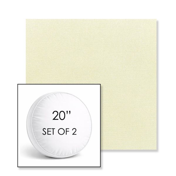 Picture of Canvas Natural | Set of 2 | 20" Sunbrella Boxed Round Outdoor Throw Pillows with Premium Inserts