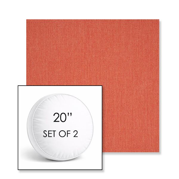 Picture of Canvas Persimmon | Set of 2 | 20" Sunbrella Boxed Round Outdoor Throw Pillows with Premium Inserts