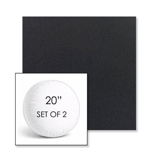 Picture of Canvas Raven Black | Set of 2 | 20" Sunbrella Boxed Round Outdoor Throw Pillows with Premium Inserts