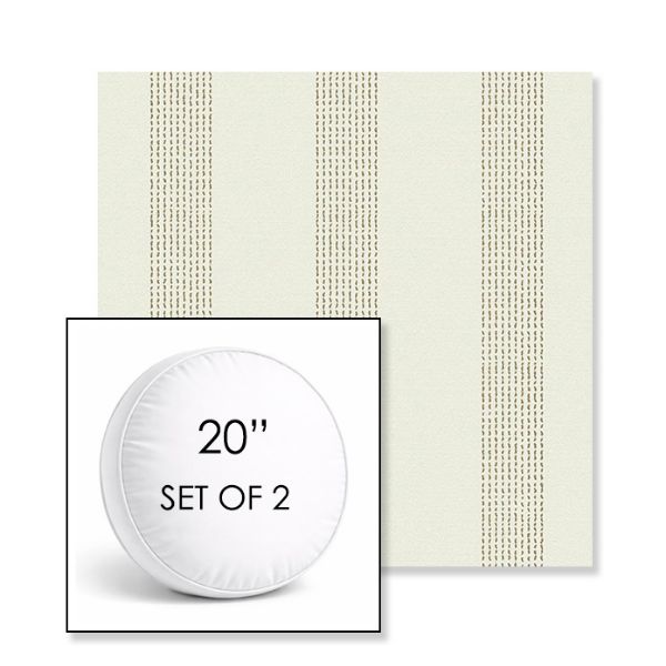 Picture of Caper Linen | Set of 2 | 20" Sunbrella Boxed Round Outdoor Throw Pillows with Premium Inserts