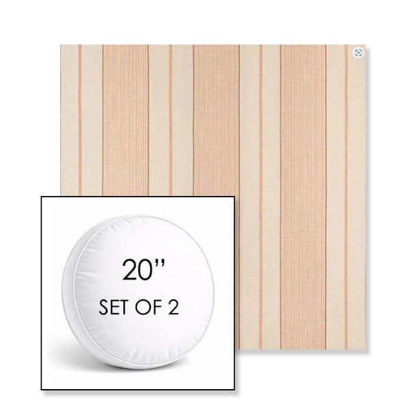 Picture of Carlo Mesa | Set of 2 | 20" Sunbrella Boxed Round Outdoor Throw Pillows with Premium Inserts