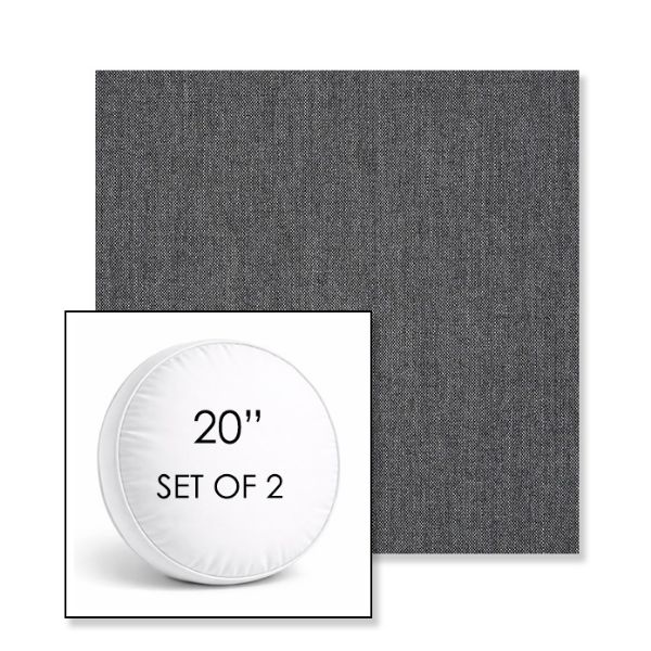 Picture of Cast Charcoal | Set of 2 | 20" Sunbrella Boxed Round Outdoor Throw Pillows with Premium Inserts