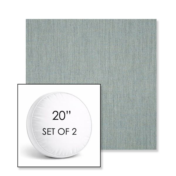 Picture of Cast Mist | Set of 2 | 20" Sunbrella Boxed Round Outdoor Throw Pillows with Premium Inserts
