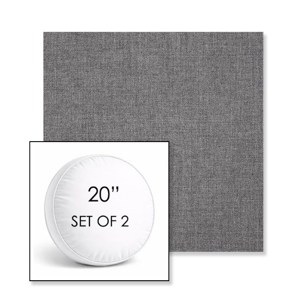 Picture of Cast Slate | Set of 2 | 20" Sunbrella Boxed Round Outdoor Throw Pillows with Premium Inserts
