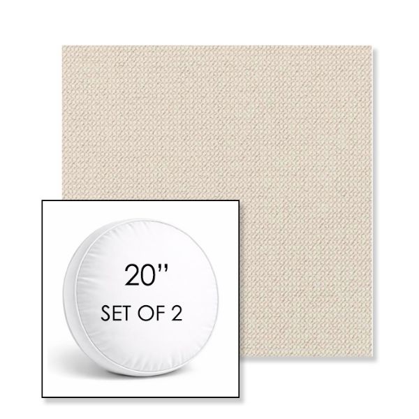 Picture of Charmer Parchment | Set of 2 | 20" Sunbrella Boxed Round Outdoor Throw Pillows with Premium Inserts
