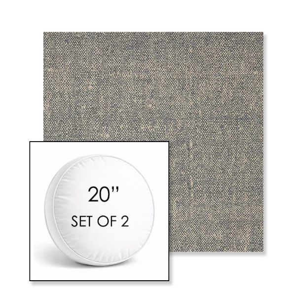 Picture of Chartres Graphite | Set of 2 | 20" Sunbrella Boxed Round Outdoor Throw Pillows with Premium Inserts