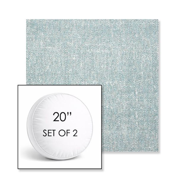 Picture of Chartres Opal | Set of 2 | 20" Sunbrella Boxed Round Outdoor Throw Pillows with Premium Inserts