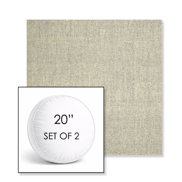 Picture of Chartres Pebble | Set of 2 | 20" Sunbrella Boxed Round Outdoor Throw Pillows with Premium Inserts