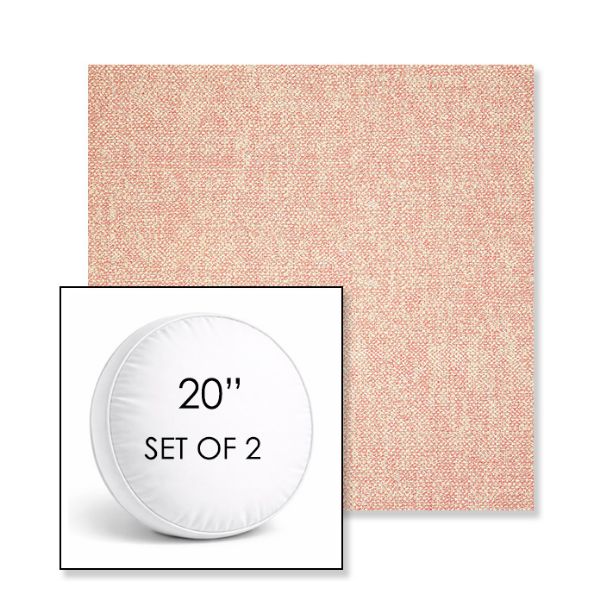 Picture of Chartres Rose | Set of 2 | 20" Sunbrella Boxed Round Outdoor Throw Pillows with Premium Inserts