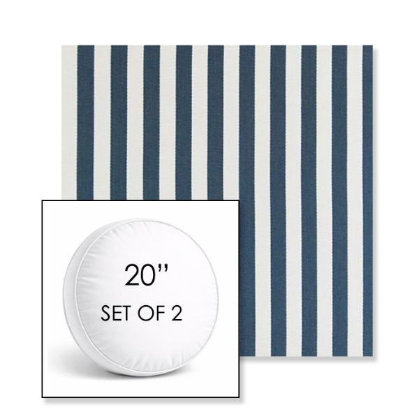 Picture of Costa Capris | Set of 2 | 20" Sunbrella Boxed Round Outdoor Throw Pillows with Premium Inserts