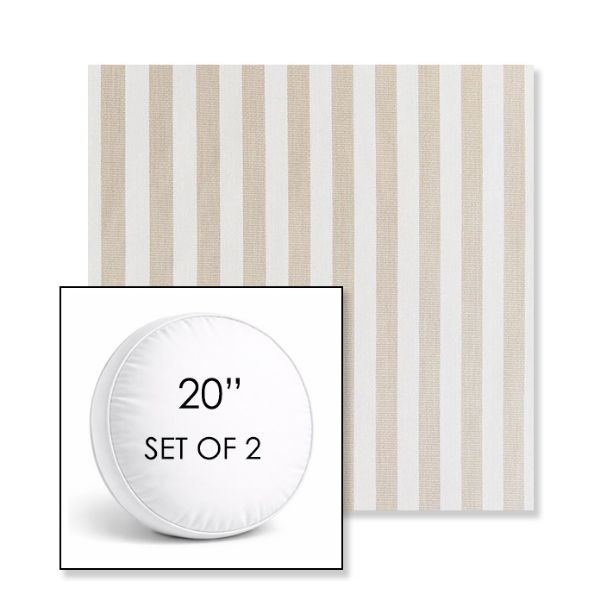 Picture of Costa Driftwood | Set of 2 | 20" Sunbrella Boxed Round Outdoor Throw Pillows with Premium Inserts