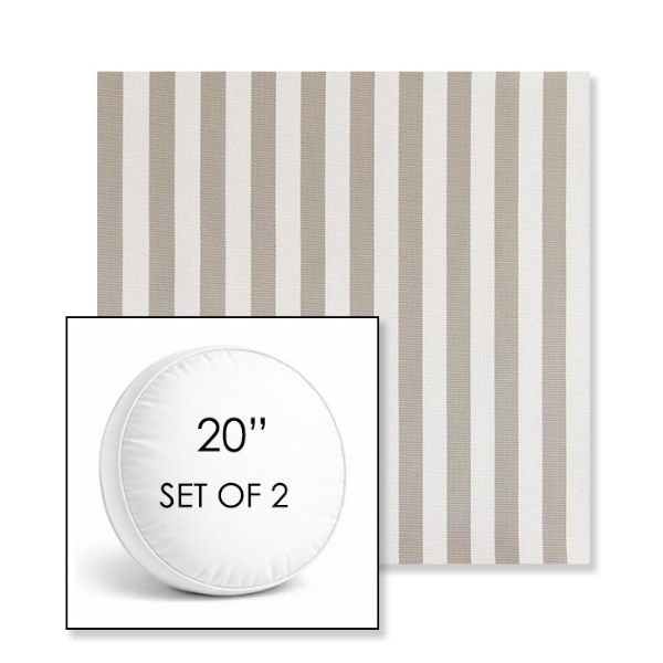 Picture of Costa Nickel | Set of 2 | 20" Sunbrella Boxed Round Outdoor Throw Pillows with Premium Inserts