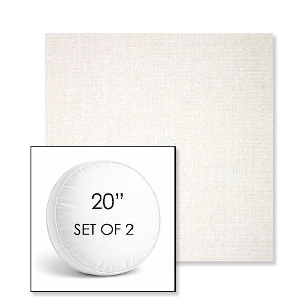 Picture of Crush Snow | Set of 2 | 20" Sunbrella Boxed Round Outdoor Throw Pillows with Premium Inserts