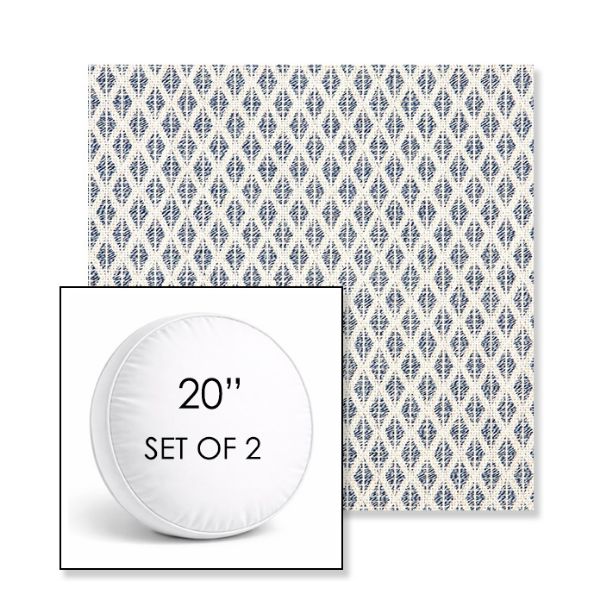 Picture of Detail Denim | Set of 2 | 20" Sunbrella Boxed Round Outdoor Throw Pillows with Premium Inserts