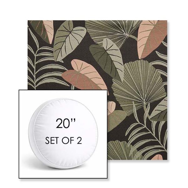 Picture of Fernie Midnight Garden | Set of 2 | 20" Sunbrella Boxed Round Outdoor Throw Pillows with Premium Inserts