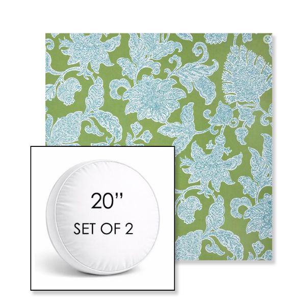 Picture of Floral Song Spring | Set of 2 | 20" Sunbrella Boxed Round Outdoor Throw Pillows with Premium Inserts