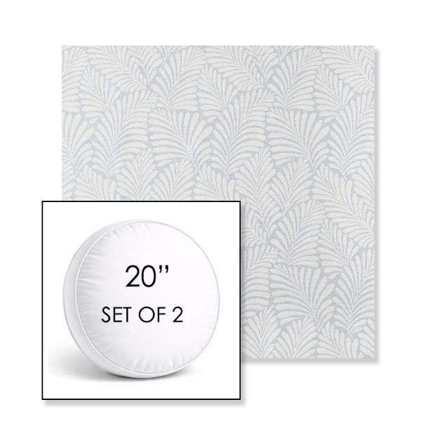 Picture of Frond Sky | Set of 2 | 20" Sunbrella Boxed Round Outdoor Throw Pillows with Premium Inserts