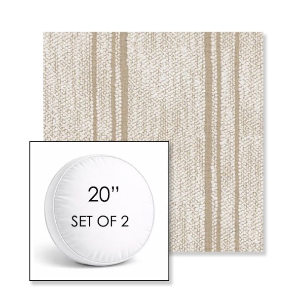 Picture of Harvest Kaolin | Set of 2 | 20" Sunbrella Boxed Round Outdoor Throw Pillows with Premium Inserts