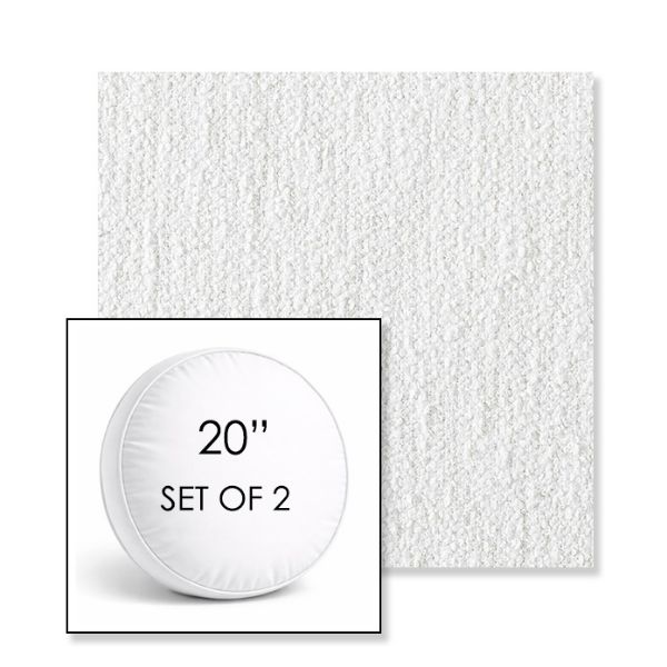 Picture of Improve White | Set of 2 | 20" Sunbrella Boxed Round Outdoor Throw Pillows with Premium Inserts