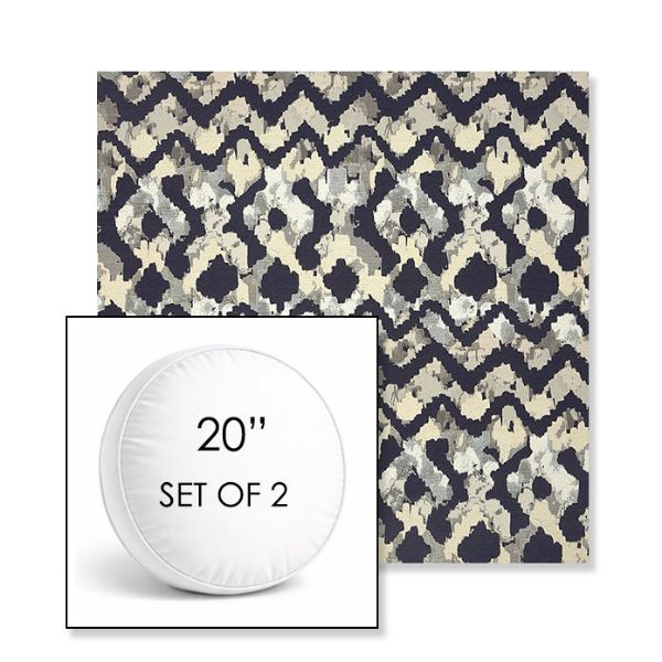Picture of Inga Midnight | Set of 2 | 20" Sunbrella Boxed Round Outdoor Throw Pillows with Premium Inserts
