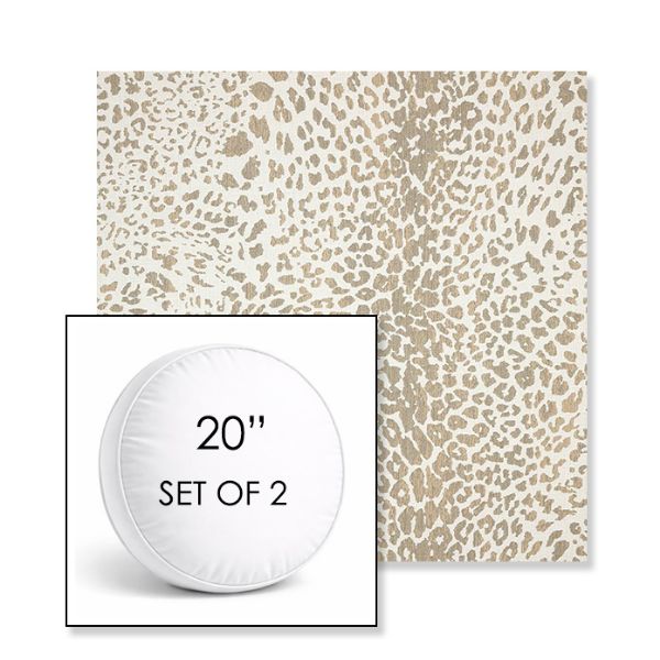 Picture of Instinct Dune | Set of 2 | 20" Sunbrella Boxed Round Outdoor Throw Pillows with Premium Inserts