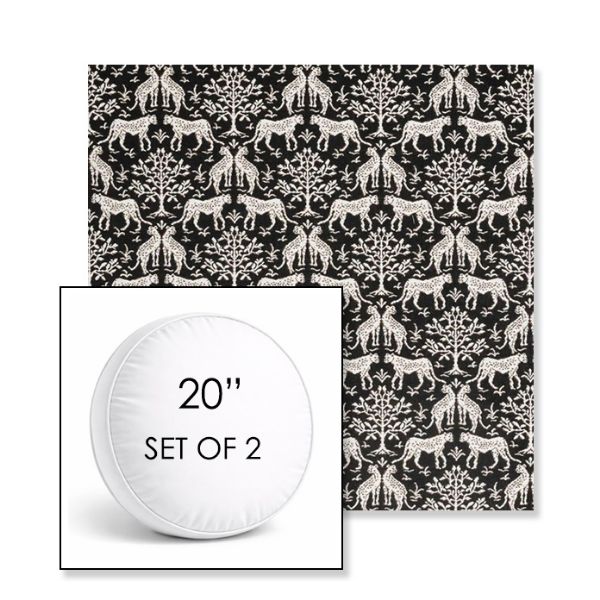 Picture of Jaipur Frame Onyx | Set of 2 | 20" Sunbrella Boxed Round Outdoor Throw Pillows with Premium Inserts