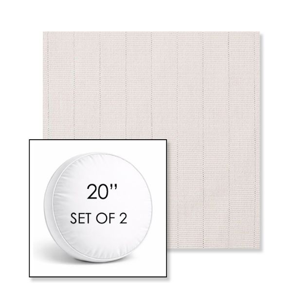 Picture of Kaia Linen | Set of 2 | 20" Sunbrella Boxed Round Outdoor Throw Pillows with Premium Inserts