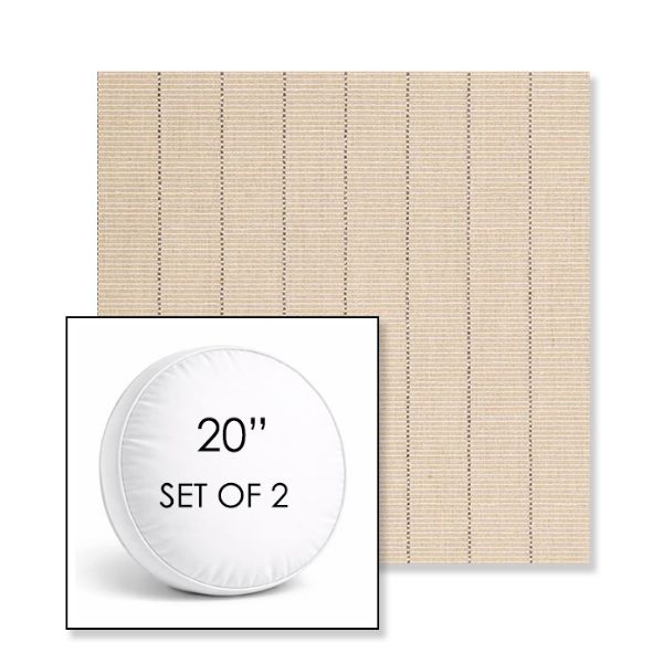 Picture of Kaia Wheat | Set of 2 | 20" Sunbrella Boxed Round Outdoor Throw Pillows with Premium Inserts