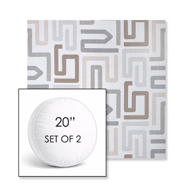 Picture of Labyrinth Cloud | Set of 2 | 20" Sunbrella Boxed Round Outdoor Throw Pillows with Premium Inserts