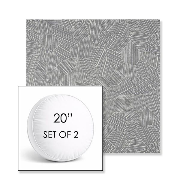 Picture of Leaf Structure Slate | Set of 2 | 20" Sunbrella Boxed Round Outdoor Throw Pillows with Premium Inserts