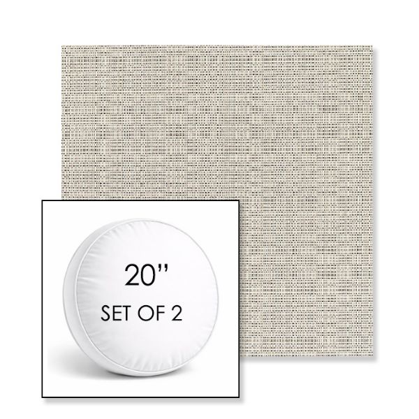 Picture of Linen Silver | Set of 2 | 20" Sunbrella Boxed Round Outdoor Throw Pillows with Premium Inserts