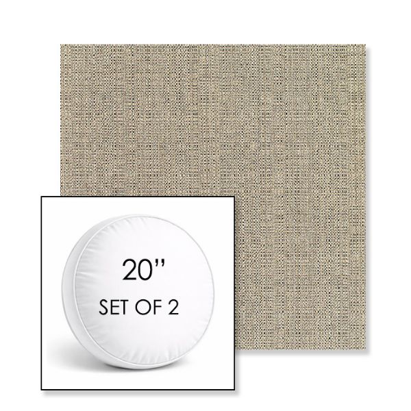 Picture of Linen Stone | Set of 2 | 20" Sunbrella Boxed Round Outdoor Throw Pillows with Premium Inserts
