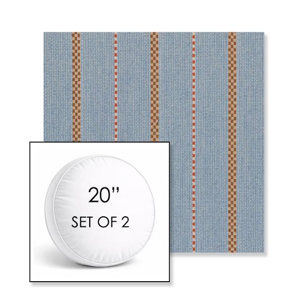 Picture of Linger Slate | Set of 2 | 20" Sunbrella Boxed Round Outdoor Throw Pillows with Premium Inserts