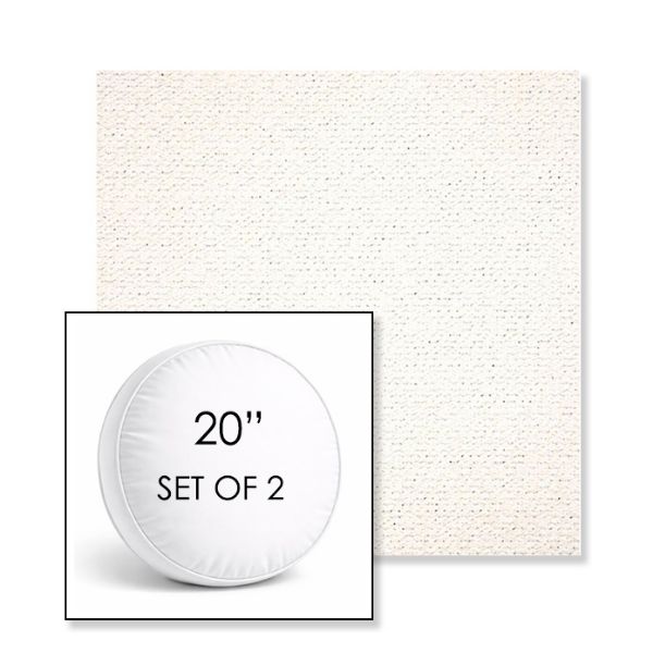Picture of Litchfield Snow | Set of 2 | 20" Sunbrella Boxed Round Outdoor Throw Pillows with Premium Inserts