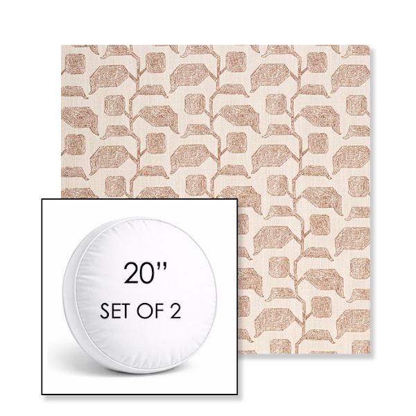 Picture of Lola Clay | Set of 2 | 20" Sunbrella Boxed Round Outdoor Throw Pillows with Premium Inserts