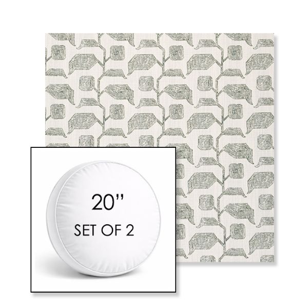 Picture of Lola Juniper | Set of 2 | 20" Sunbrella Boxed Round Outdoor Throw Pillows with Premium Inserts