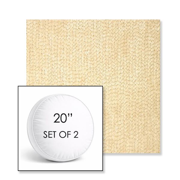 Picture of Margo Parchment | Set of 2 | 20" Sunbrella Boxed Round Outdoor Throw Pillows with Premium Inserts
