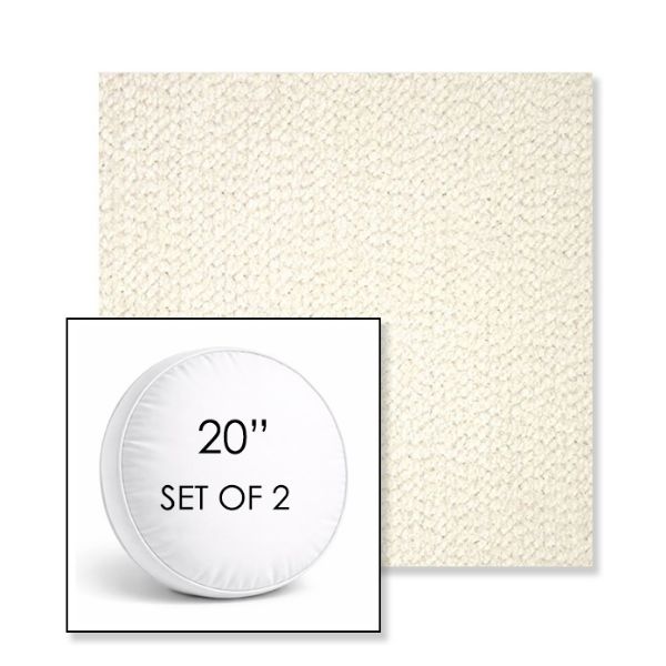 Picture of Margo Snow | Set of 2 | 20" Sunbrella Boxed Round Outdoor Throw Pillows with Premium Inserts
