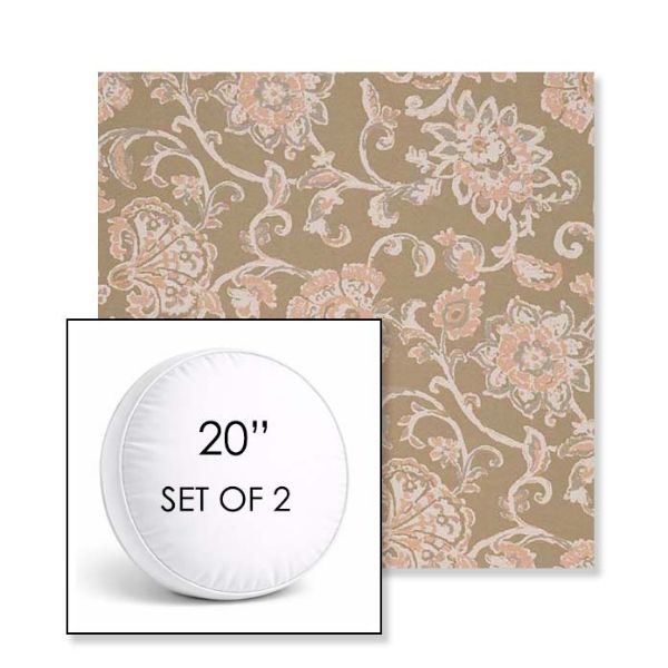 Picture of Martha Floral Spring | Set of 2 | 20" Sunbrella Boxed Round Outdoor Throw Pillows with Premium Inserts