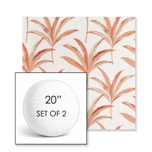 Picture of Martinique Mango | Set of 2 | 20" Sunbrella Boxed Round Outdoor Throw Pillows with Premium Inserts